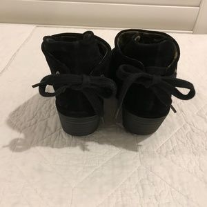 SOLD Fly London suede black wedge bootie 8.5